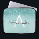 Funda Para Portátil Glam Verde azulada Aqua Blue Purpurina y Sparkle M<br><div class="desc">Glam Verde azulado - Aqua Blue - Mint Ombre Faux Purpurina y Sparkle Modern y Elegante Funda Monograma. Este funda se puede personalizar para incluir su nombre inicial y su nombre de pila.</div>