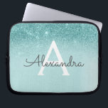 Funda Para Portátil Glam Verde azulada Aqua Blue Purpurina y Sparkle M<br><div class="desc">Glam Verde azulado - Aqua Blue - Mint Ombre Faux Purpurina y Sparkle Modern y Elegante Funda Monograma. Este funda se puede personalizar para incluir su nombre inicial y su nombre de pila.</div>