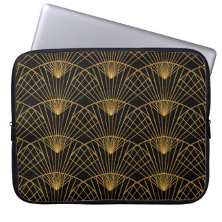 Funda Para Portátil Glamour art déco: ventilador dorado.