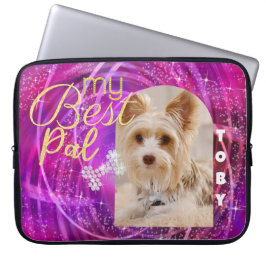 Funda Para Portátil Glittering Mascota Dog Photo Mangenta