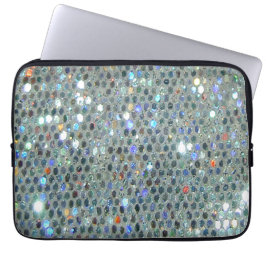 Funda Para Portátil Glitzy Sparkly Silver Bling Purpurina