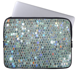Funda Para Portátil Glitzy Sparkly Silver Bling Purpurina