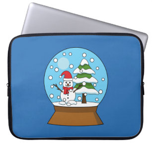 Funda Para Portátil Globe de nieve con muñeco de nieve y árbol de pino