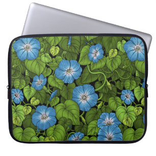 Funda Para Portátil Gloria matutina en azul y verde