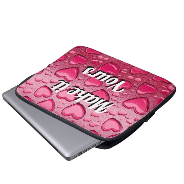 Funda Para Portátil Glossy 3D Pink Jelly Hearts Laptop Sleeve (Inferior anverso)