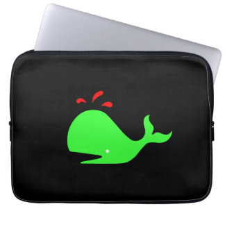 Funda Para Portátil Glow_Spouty Ballena brillante verde, roja sobre ne