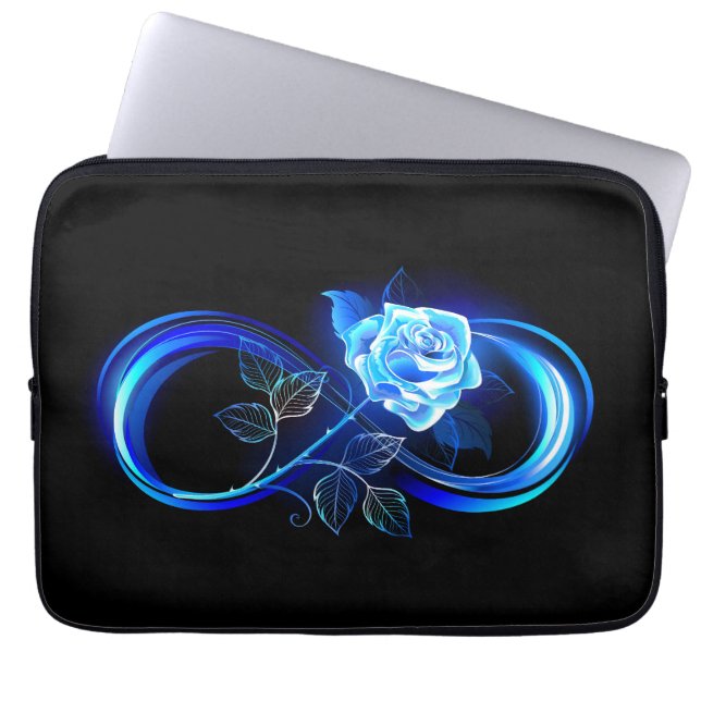 Funda Para Portátil Glowing infinity with blue rose (Frente)