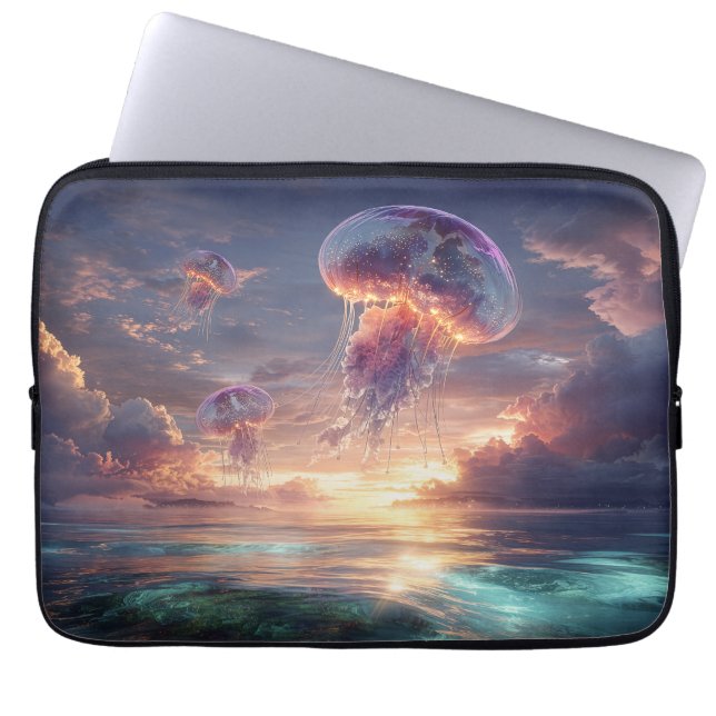 Funda Para Portátil Glowing Jellyfish in Sunset Skies (Frente)