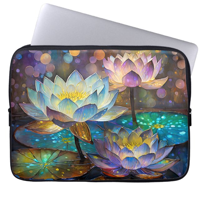 Funda Para Portátil Glowing Lotus Flowers Trio (Frente)
