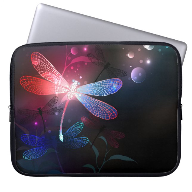 Funda Para Portátil Glowing red dragonfly (Frente)