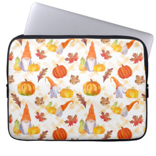 Funda Para Portátil Gnomes De Acuarela, Calabazas Y Hojas