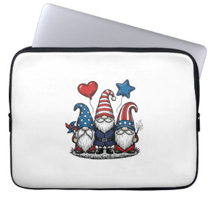 Funda Para Portátil Gnomo Patriótico Diseño de Vector de Grabado Vinta