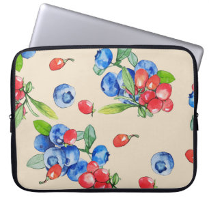 Funda Para Portátil Goji, arándano azul: patrón de ilustracion acuátic