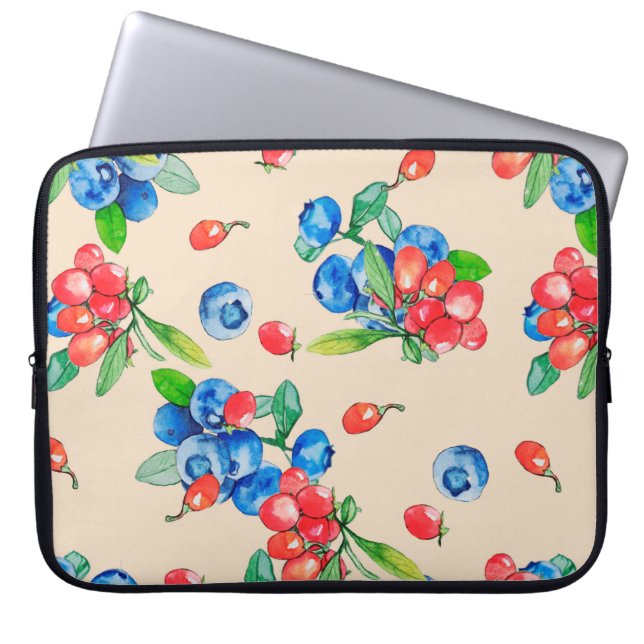 Funda Para Portátil Goji berry y Blueberry acuarela ilustracion p (Frente)