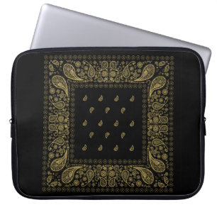 Funda Para Portátil Gold and Black Paisley Design