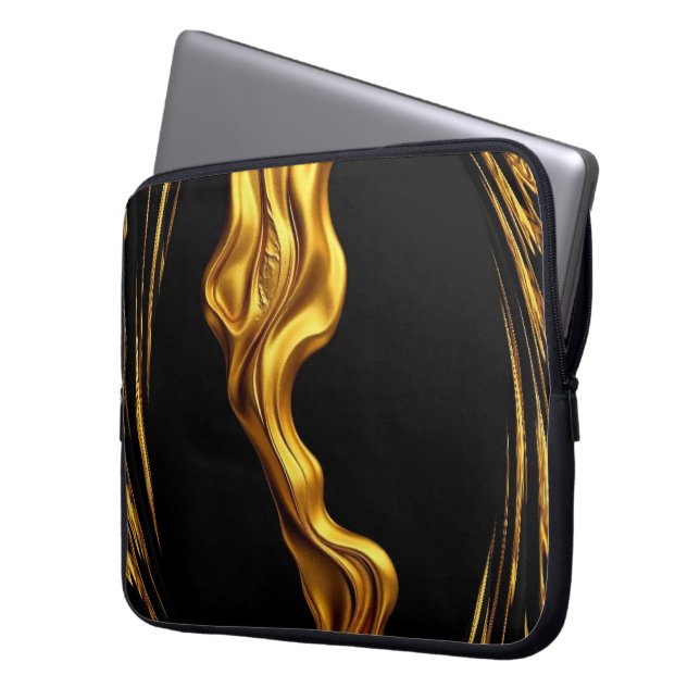 Funda Para Portátil Gold Black Monochrome Christian Achempong Swirl  (Anverso izquierdo)