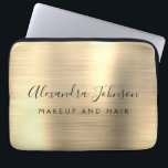 Funda Para Portátil Gold Professional Metallic Monograma Business<br><div class="desc">Modern Gold Girly maquillaje y Salón de Belleza Cabello Faux Metallic Stainless Elegant Monograma Promocional Bolsa de Portátiles o Funda de publicidad Promocional (Promo). Este elegante funda profesional de informática empresarial se puede personalizar para incluir su nombre de firma de escritura monogramada y su profesión o puesto de trabajo.</div>