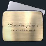 Funda Para Portátil Gold Professional Metallic Monograma Business<br><div class="desc">Modern Gold Girly maquillaje y Salón de Belleza Cabello Faux Metallic Stainless Elegant Monograma Promocional Bolsa de Portátiles o Funda de publicidad Promocional (Promo). Este elegante funda profesional de informática empresarial se puede personalizar para incluir su nombre de firma de escritura monogramada y su profesión o puesto de trabajo.</div>