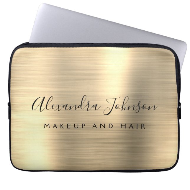 Funda Para Portátil Gold Professional Metallic Monograma Business (Frente)