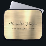 Funda Para Portátil Gold Professional Metallic Monograma Business<br><div class="desc">Modern Gold Girly maquillaje y Salón de Belleza Cabello Faux Metallic Stainless Elegant Monograma Promocional Bolsa de Portátiles o Funda de publicidad Promocional (Promo). Este elegante funda profesional de informática empresarial se puede personalizar para incluir su nombre de firma de escritura monogramada y su profesión o puesto de trabajo.</div>