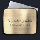 Funda Para Portátil Gold Professional Metallic Monograma Business<br><div class="desc">Modern Gold Girly maquillaje y Salón de Belleza Cabello Faux Metallic Stainless Elegant Monograma Promocional Bolsa de Portátiles o Funda de publicidad Promocional (Promo). Este elegante funda profesional de informática empresarial se puede personalizar para incluir su nombre de firma de escritura monogramada y su profesión o puesto de trabajo.</div>