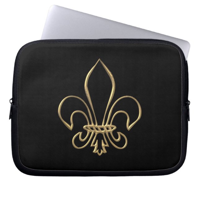 Funda Para Portátil Golden "3-D" Fleur-de-lis (Frente)