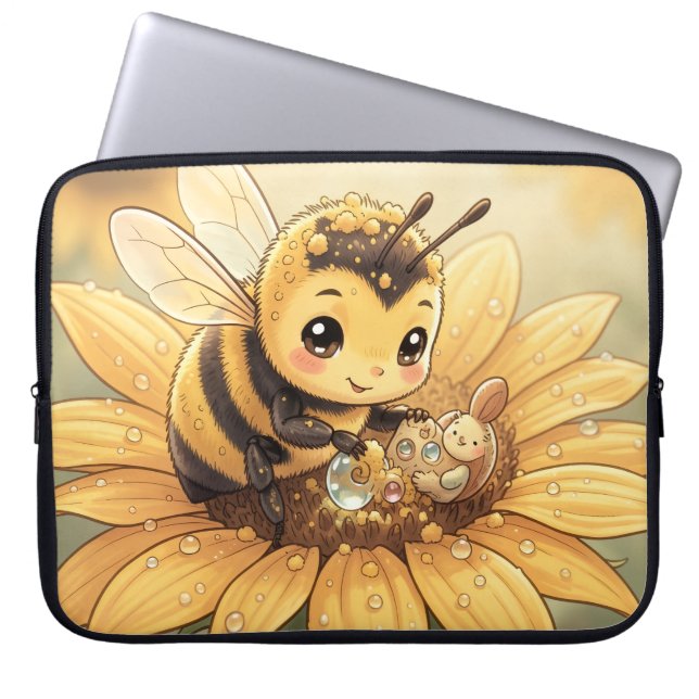 Funda Para Portátil Golden Bumblebee in Bloom Dance.4 (Frente)