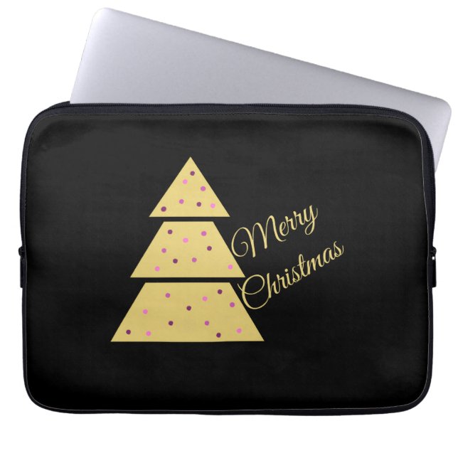 Funda Para Portátil Golden Christmas Tree (Frente)