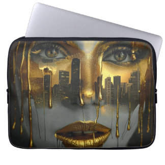 Funda Para Portátil Golden Face Surrealist City Urban Digital Art
