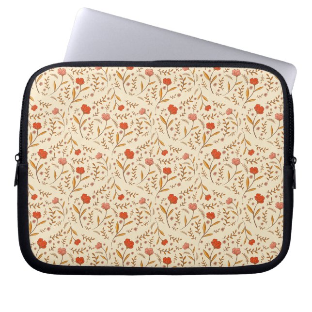 Funda Para Portátil Golden Hour Study | Retro Ogee Floral (Frente)