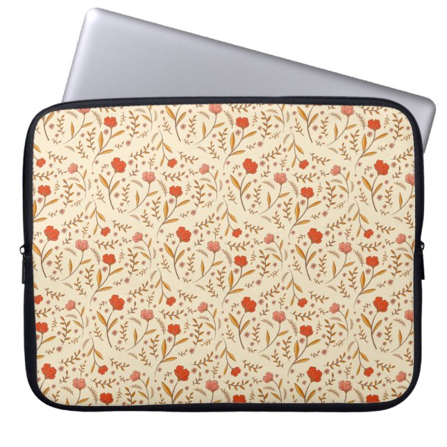 Funda Para Portátil Golden Hour Study | Retro Ogee Floral (Frente)