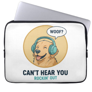 Funda Para Portátil Golden Retriever Divertido Con Auriculares