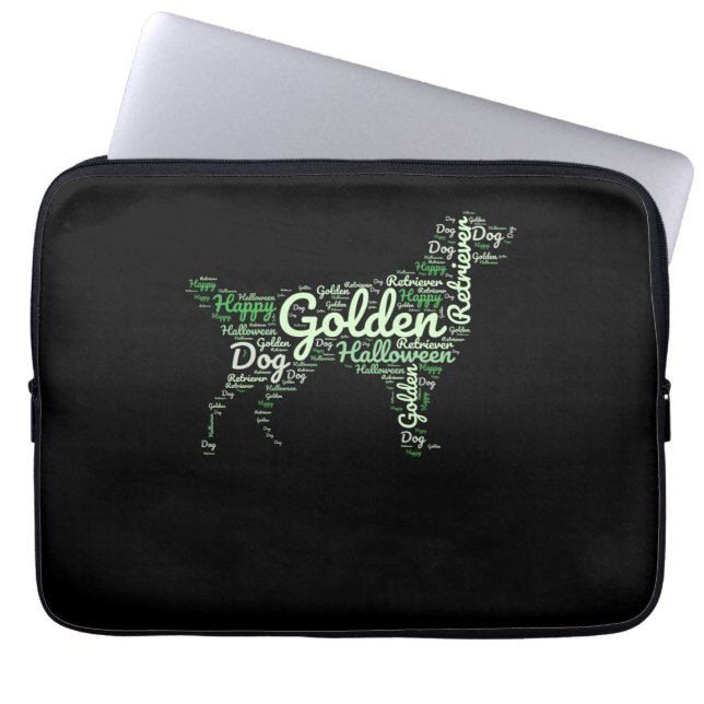 Funda Para Portátil Golden Retriever Halloween Typography (Frente)