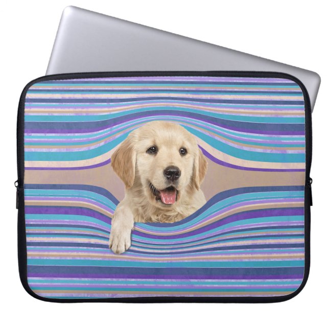 Funda Para Portátil Golden Retriever In Stripes (Frente)