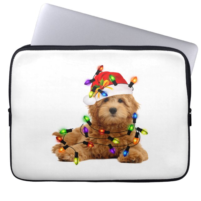 Funda Para Portátil Goldendoodle Santa Dog (Frente)