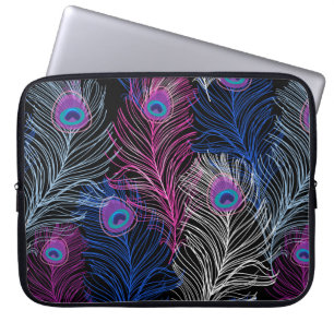 Funda Para Portátil Gorge patrón vintage de plumas de pavo real sobre
