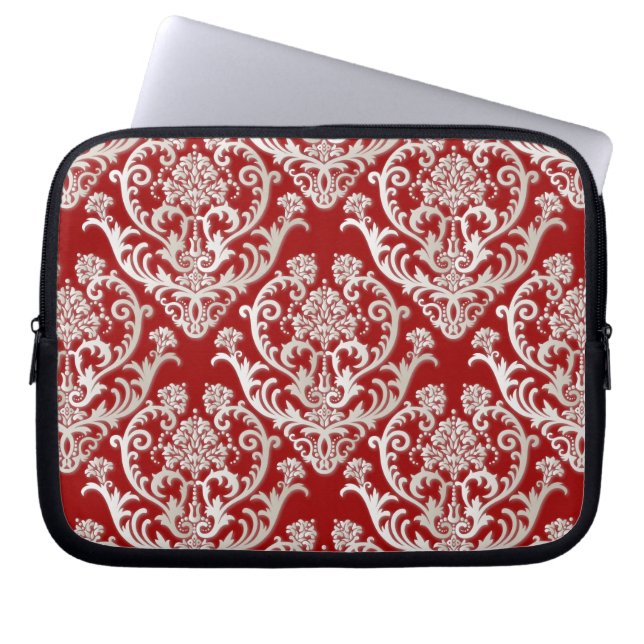 Funda Para Portátil Gorgeous Pearl White Damask Pattern (Frente)
