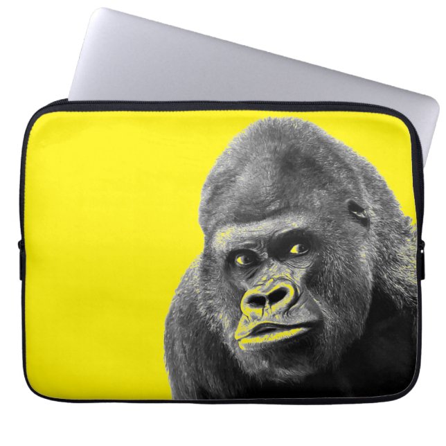 Funda Para Portátil Gorila de arte pop amarillo gris (Frente)