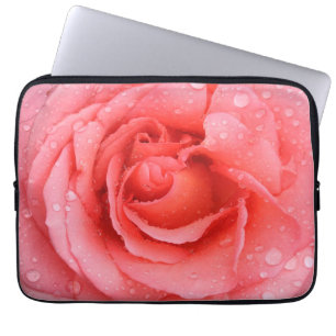 Funda Para Portátil Gotas de agua de rosa roja romántica
