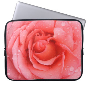 Funda Para Portátil Gotas de agua de rosa roja romántica