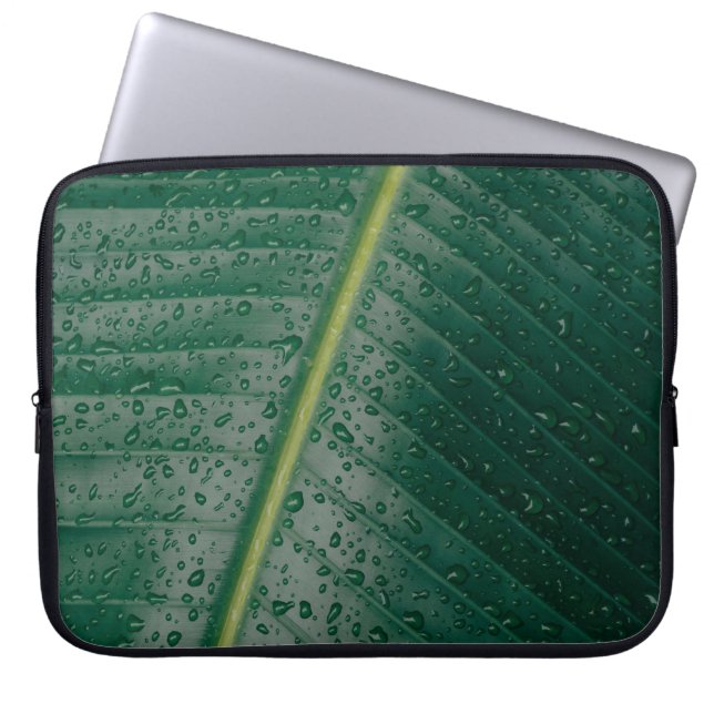 Funda Para Portátil Gotas de agua en hojas de banano (Frente)
