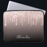 Funda Para Portátil goteo de purpurina de oro de rosa marrón negro<br><div class="desc">Una elegante caja de ipad de glamur y gambas. goteo falso rosa de purpurina de oro,  goteo de pintura. Fondo negro y marrón oscuro. Inserte su nombre,  escrito con un guión de estilo moderno con letras a mano. Letras de color gris.</div>