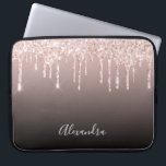 Funda Para Portátil goteo de purpurina de oro de rosa marrón negro<br><div class="desc">Una elegante caja de ipad de glamur y gambas. goteo falso rosa de purpurina de oro,  goteo de pintura. Fondo negro y marrón oscuro. Inserte su nombre,  escrito con un guión de estilo moderno con letras a mano. Letras de color gris.</div>