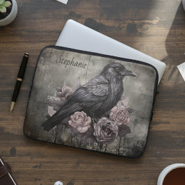 Funda Para Portátil Gothic Raven with Roses Dark