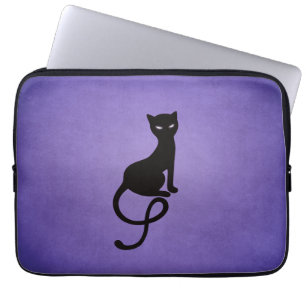 Funda Para Portátil Gótico morado de gato negro