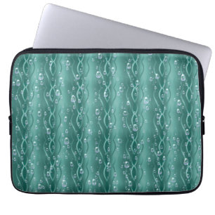 Funda Para Portátil Gotitas de lluvia en metal verde
