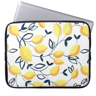 Funda Para Portátil Gouache patrón sin fisuras con limones amarillos y