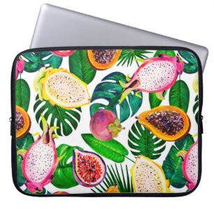 Funda Para Portátil Gouache sin fisuras con hojas tropicales y fr