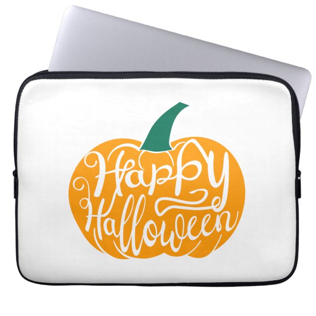 Funda Para Portátil Grabación feliz de Halloween con calabaza tallada (Frente)
