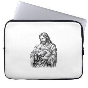 Funda Para Portátil Grabado Antiguo Pastor que Sostiene Cordero Vector
